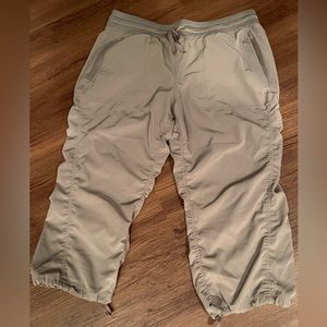 Beige/Tan Cropped Active Drawstring Jogger Pants